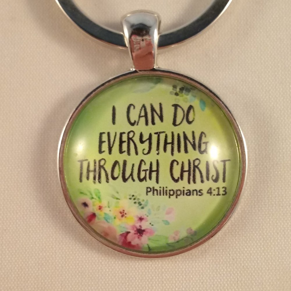 I Can Do All Things Cabochon Key Ring Bible